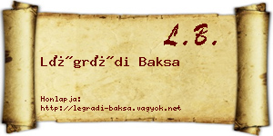 Légrádi Baksa névjegykártya